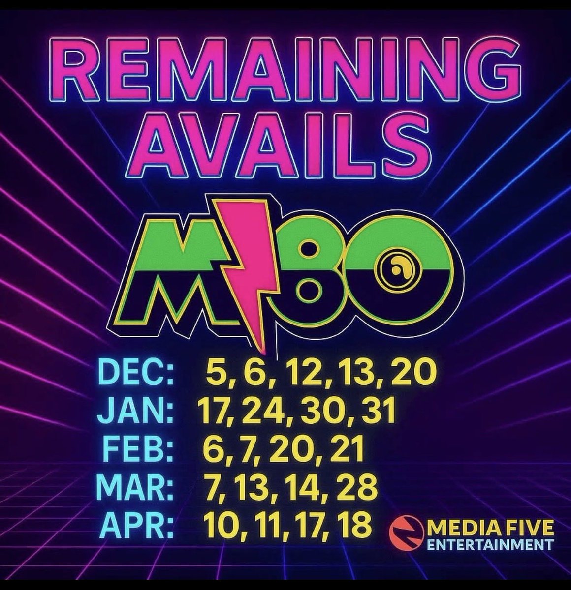 M80PartyBand's tweet photo. Our award winning M80 turns every stage into an MTV-era party and every night into a legendary playlist come to life. Don’t sleep on these remaining dates. Book the band that brings the big hair, big energy, and big crowds! 610-954-8100 https://t.co/LZCOUtmXNo https://t.co/Vukar5GHx6
