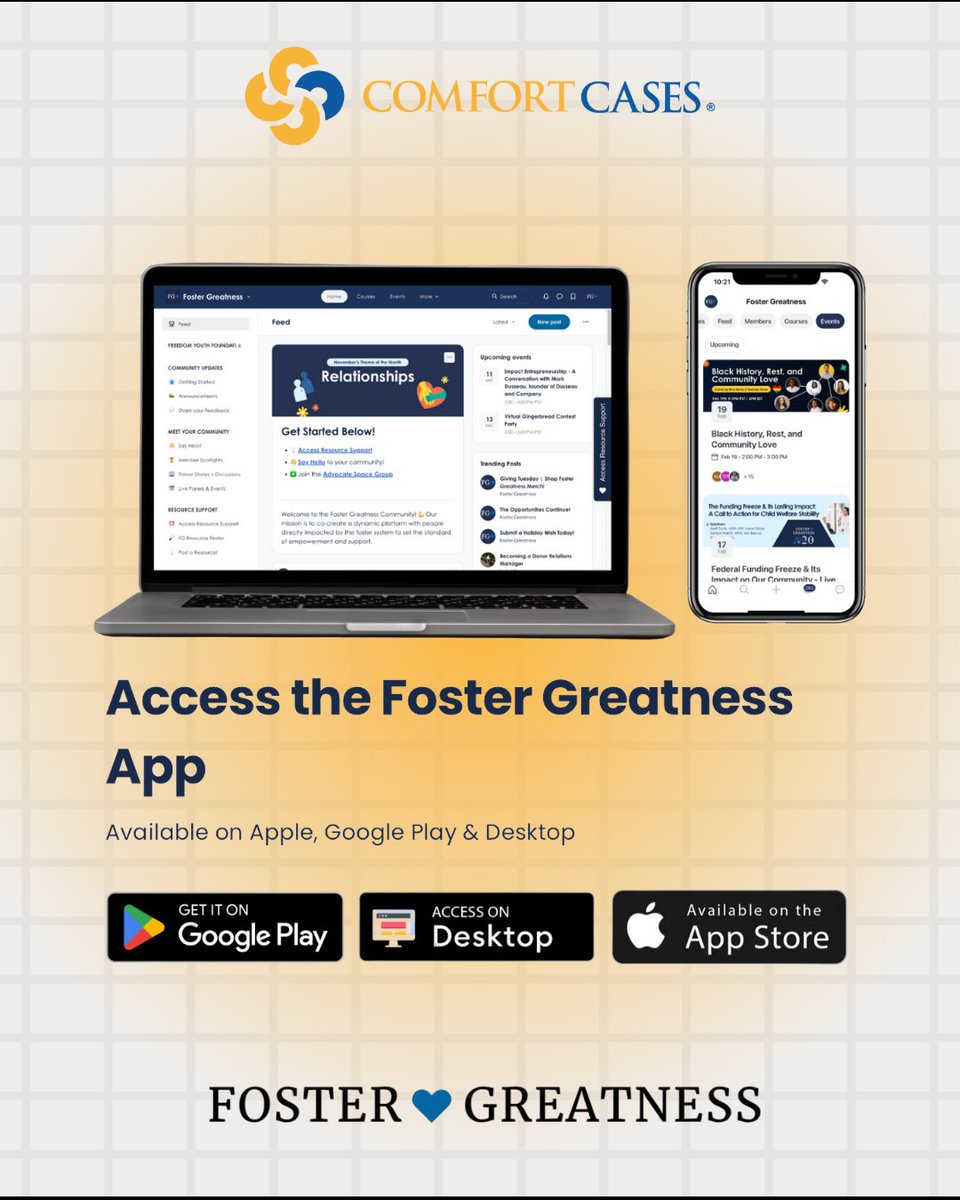 ComfortCases's tweet image. Kicking off #NationalAdoptionMonth with our partners Foster Greatness 💙 Their HIPAA compliant tool helps foster &amp;amp; adoptive families find food, housing, and education support. Download the app today and find your resources! #FosterGreatness #ComfortCases