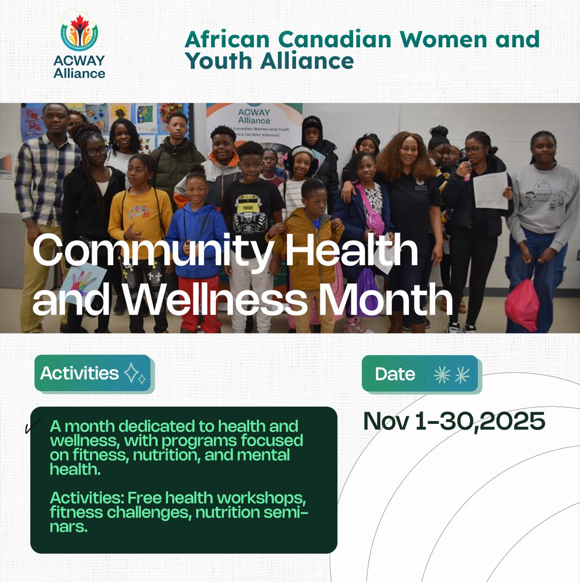 ACWAYAllianceCa's tweet photo. This November, let’s prioritize our health—mind, body, and soul.  Join us in celebrating Community Health and Wellness Month!" #HealthAndWellnessMonth #CommunityStrong #HealthyLiving #WellnessJourney https://t.co/kmUX9UEtEu
