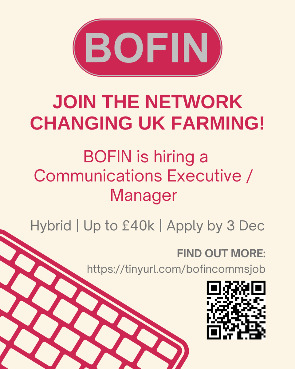 Love telling stories that matter?

BOFIN is hiring a Communications Executive / Manager to help share the groundbreaking farmer-led research shaping the future of food and farming.

Apply by 3rd Dec 2025 👉 tinyurl.com/bofincommsjob