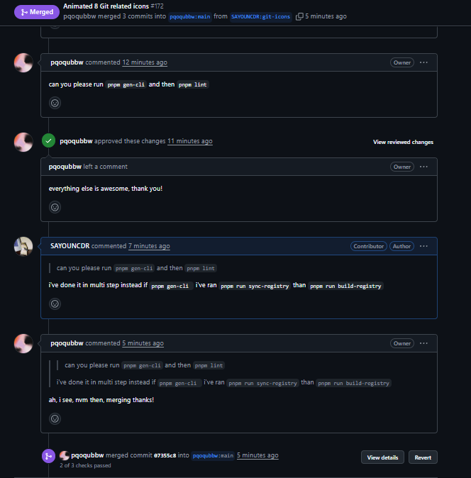 DriftNBlde's tweet photo. helll yeah got merged! 🚀
animated major git related icons 💃
https://t.co/cx7ihcfcim
#oss #lucideicons #animation #svganimation #animatedlucideicons #motiondev #framermotion #desgin #UIUXDesign https://t.co/8zEE7wF1Ox