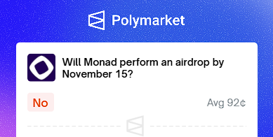 Monad Mainnet confirmed on Nov 24th

Nothing bad to get get 8% in just 2h on <a href="/Polymarket/">Polymarket</a> 

Can´t wait for the trenches