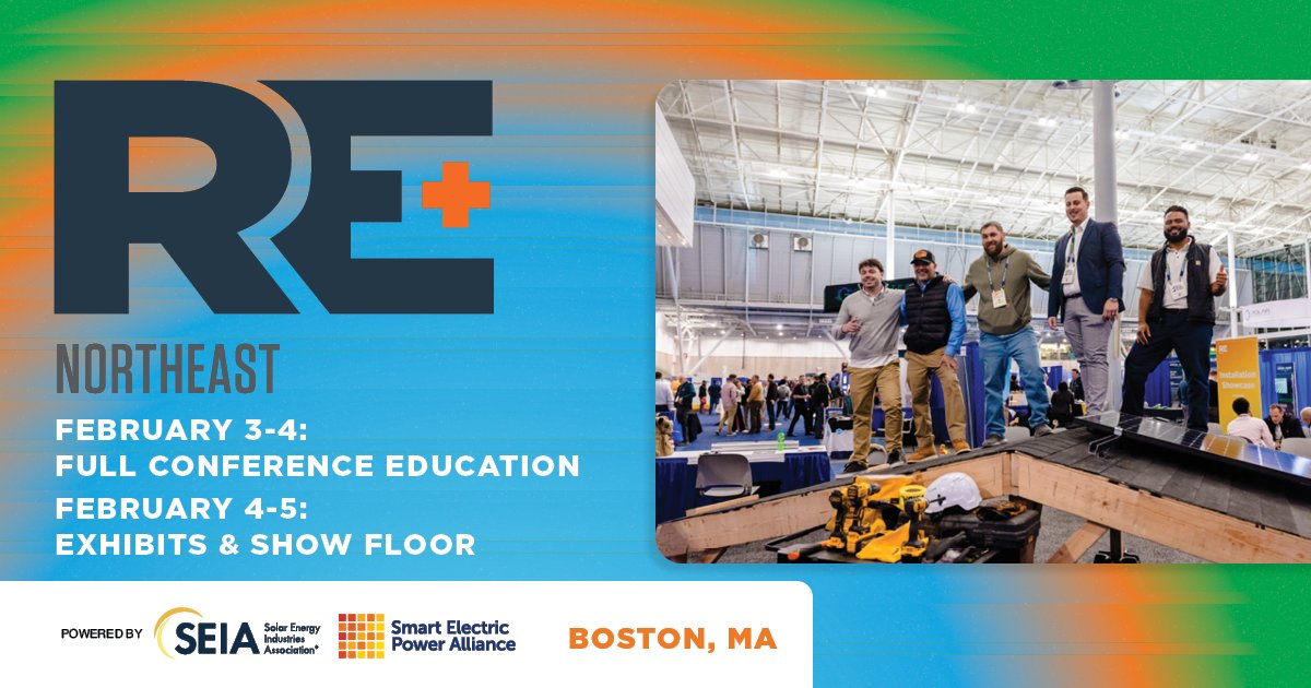 REPlusEvents's tweet image. RE+ Northeast is your destination for the latest within clean energy!

🛠️ Practical hands-on training
🤝 Valuable connections 
💡 Key takeaways and tactics for the field 

Register today and we&apos;ll see you in Boston! bit.ly/495YRky

#REPlusNE #CleanEnergy