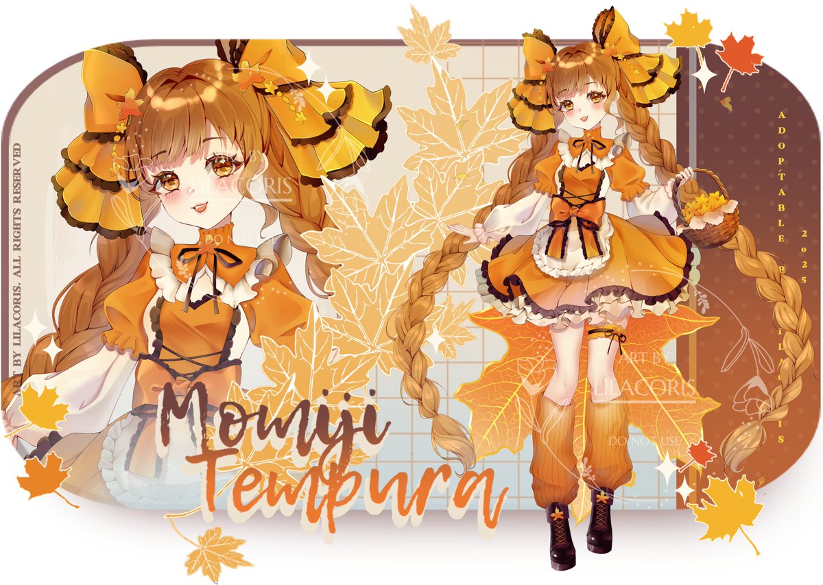 Adoptable auction - Momiji tempura! 🍁
SB: 100💲
Min increase: 5💲
AB: 450💲

TOS available on my Carrd!