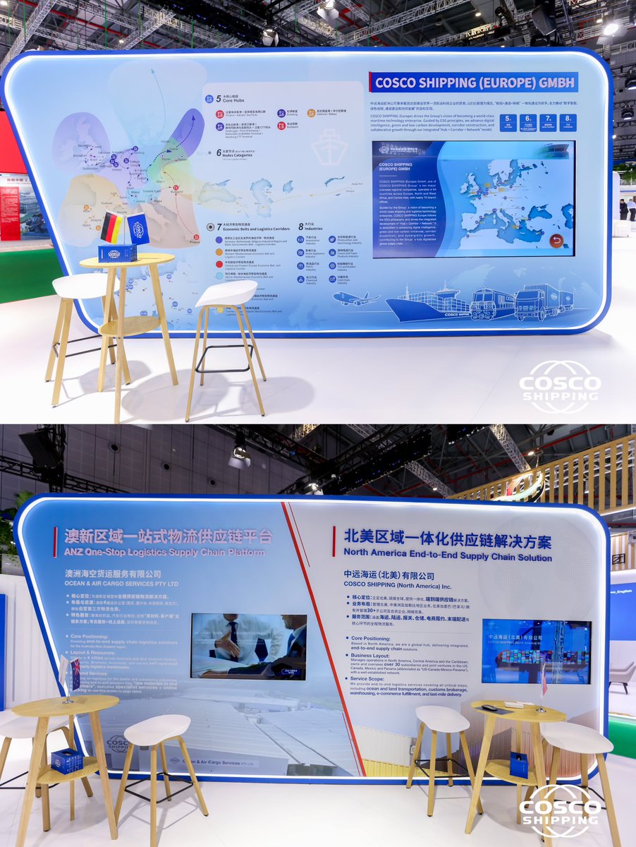 COSCOSHIPPING's tweet photo. 👀We have 20 exhibitor in #the8thCIIE from #COSCOSHIPPING, which bring some of our excellent global logistics solutions.
🤩Come to meet us at 7.2H 7.2A4-05, NECC (#Shanghai)! https://t.co/mIqkw6Sr1N