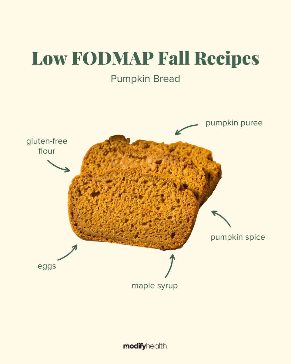iModifyHealth's tweet image. Nothing says fall like a good pumpkin bread and with just 5 ingredients, you can enjoy a low FODMAP slice 😋

#modifyhealth #mealdelivery #fiber #ibs #ibsproblems #healthyeating #feelbetter #guthealth #celiac #glutenfree #lowfodmap #lowfodmapdiet #mediterranean #mediterraneandiet