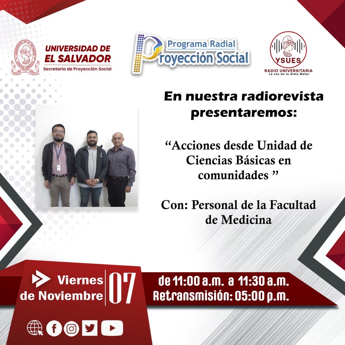 Nuestros invitados nos compartirán sus experiencias de proyección social desde la Facultad de Medicina