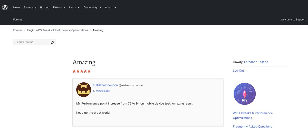 Da gusto ver que compartir plugins gratis en WordPress sirve a mejorar sus webs a gente de todo el mundo que ni siquiera conoces 💖

wordpress.org/support/topic/…