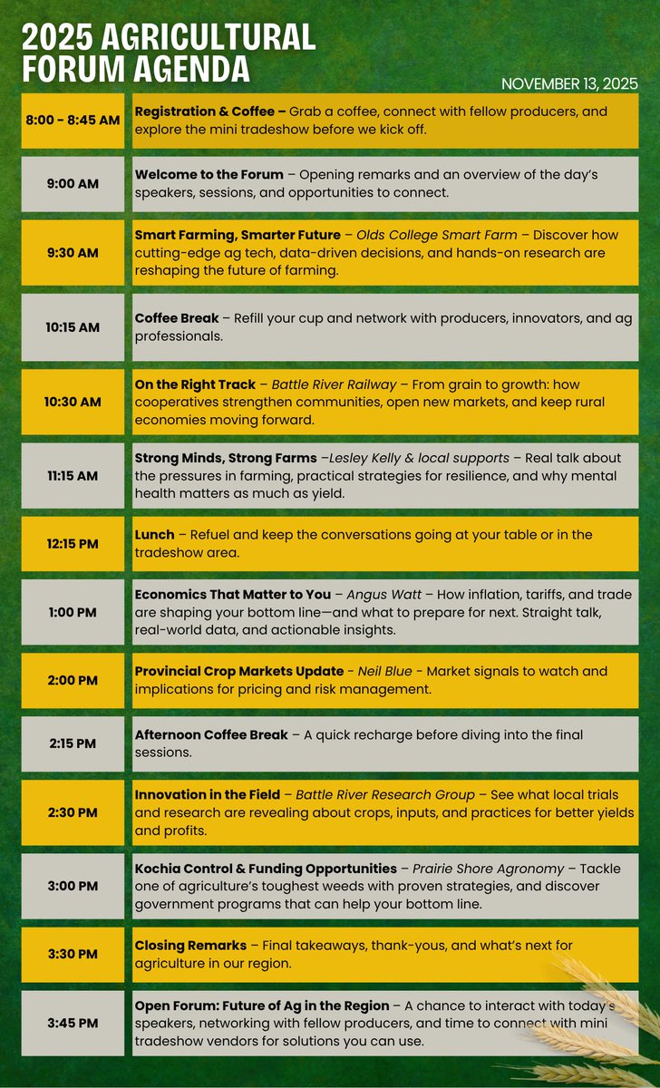 🌾 Where Ideas Take Root

Join producers &amp; industry leaders in Galahad on Nov. 13 for the 2025 BRAED Ag Forum — a day of growth, collaboration &amp; the future of agriculture.

✅ Free registration &amp; lunch
✅ Insights + networking
⏰ Register today
🔗 eventbrite.ca/e/2025-braed-r…
