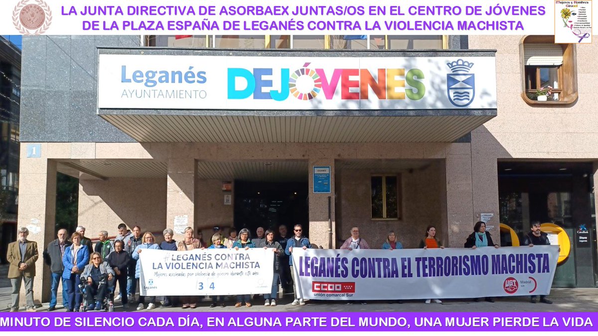 AsorbaexEuropax's tweet photo. #ASORBAEX se une al minuto de silencio como forma de protesta por cada nueva víctima de la #ViolenciaMachista en España #NiUnaMenos #NoMasViolencia Proy Mujeres y hombres girasol 🌻 https://t.co/9Mt1Dg4OXO
