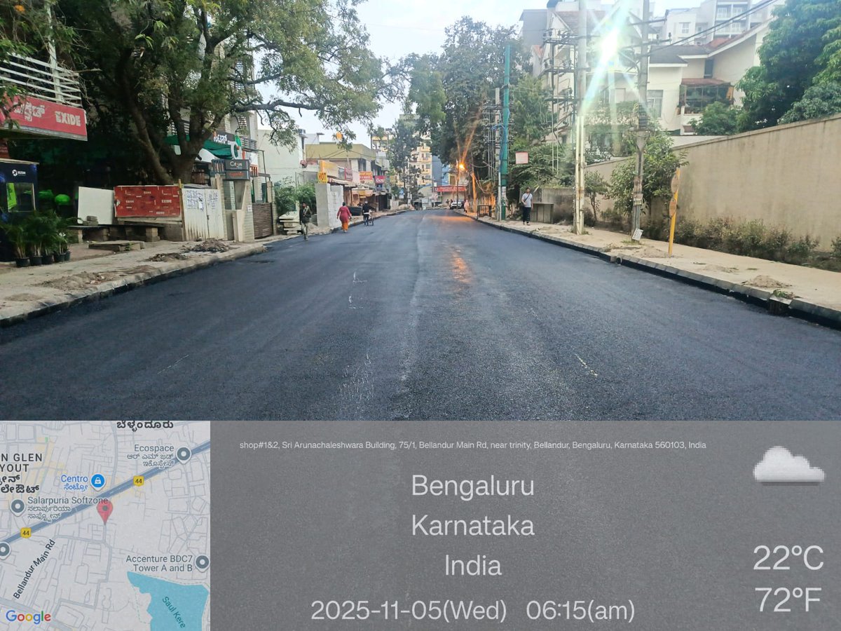GBA_office's tweet image. Asphalting work carried out at Bellandur road connecting ORR and Sarjapura road, Bengaluru east city corporation.

#GreaterBengaluruAuthority #eastcitycorporation #DKShivakumar #gbachiefcommissioner 

@highlight @CMofKarnataka @DKShivakumar