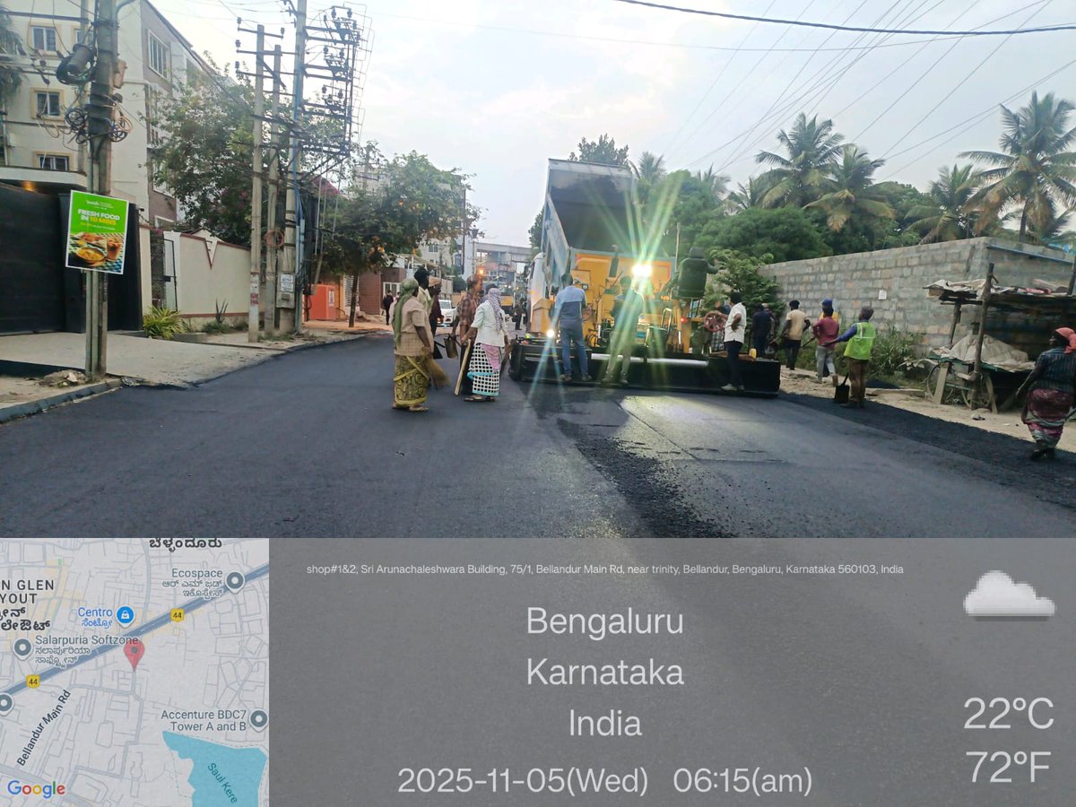 GBA_office's tweet image. Asphalting work carried out at Bellandur road connecting ORR and Sarjapura road, Bengaluru east city corporation.

#GreaterBengaluruAuthority #eastcitycorporation #DKShivakumar #gbachiefcommissioner 

@highlight @CMofKarnataka @DKShivakumar