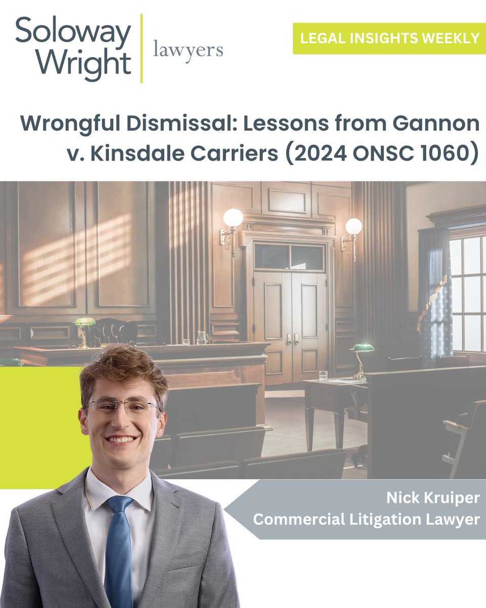 solowaywright's tweet image. In Gannon v. Kinsdale Carriers (2024), the court found an employee failed to mitigate wrongful dismissal damages by refusing comparable work. Retraining ≠ mitigation if suitable roles exist.  canliiconnects.org/en/commentarie…
#EmploymentLaw #SolowayWright #WrongfulDismissal