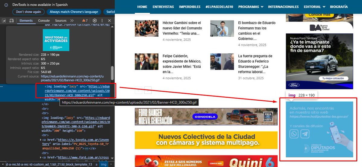 eze_zanetti's tweet photo. @Joepsi para los que opinaron sin saber.... esa publicidad es directa no es Google Adsense, si miran las URLs de las imágenes pueden ver que están subidas al mismo WordPress manualmente, es decir, es pauta directa, es decir, está cobrando directo de cada empresa para aparecer en su sitio https://t.co/QnsyO0Ugjn