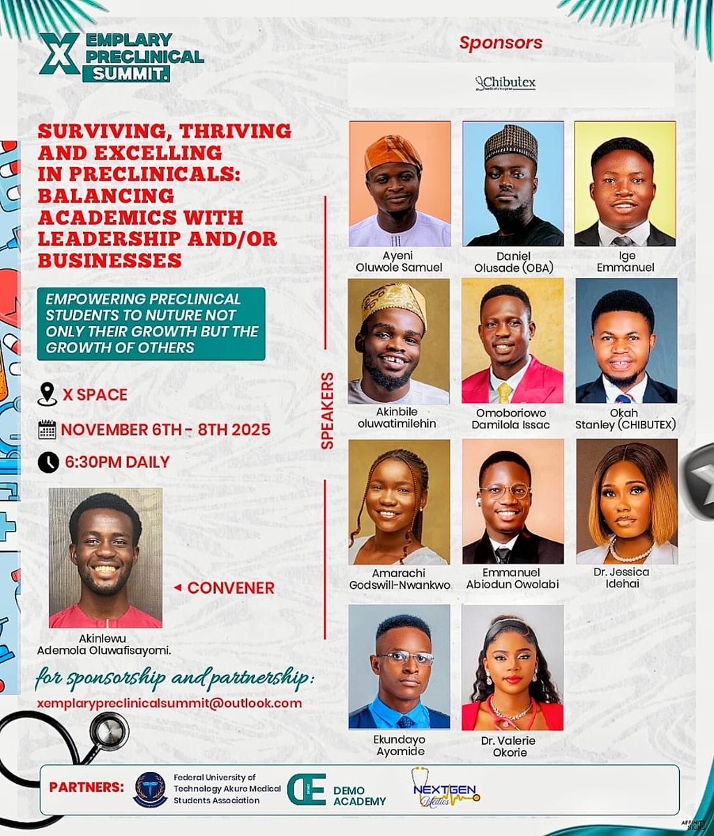 Medical Students DO More Than Study!

This is Xemplary Preclinical Summit (XPS) 2025 a space where real students and doctors share how they balance medicine with purpose and passion.  

⚡ 3 Days. 11 Speakers. 1 Summit.
  
Learn how to thrive in med school and lead in life.