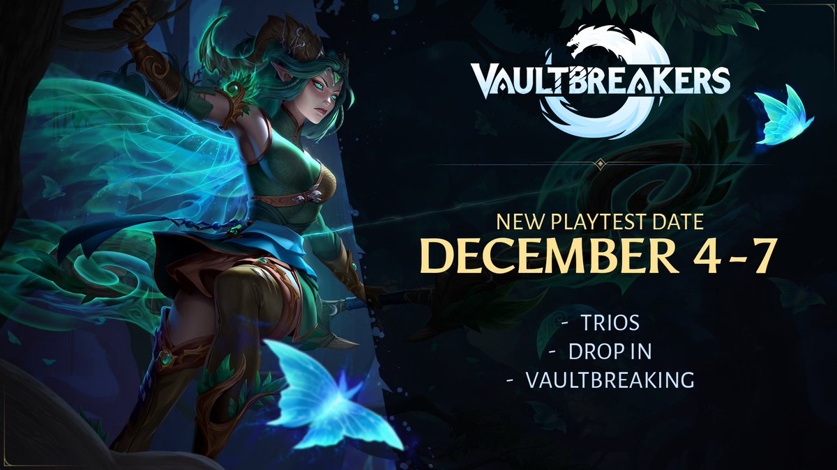 Vaultbreakers_'s tweet image. Our November playtest has been rescheduled to December 4th to 7th.

But rest assured, some big features are coming! 🔥
