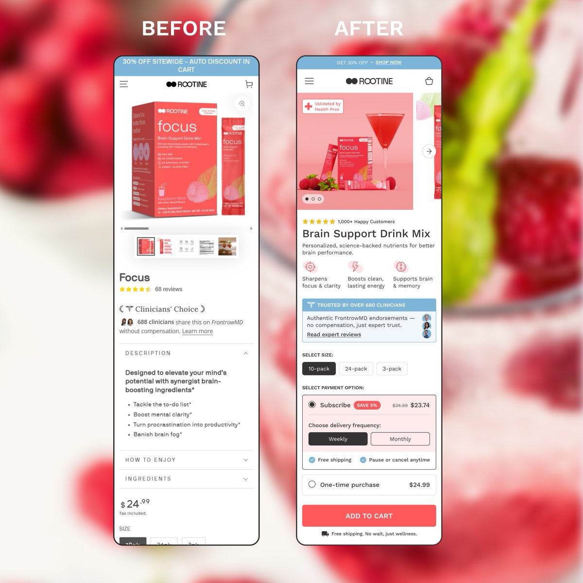 KarinaShtogryn's tweet photo. Product page mockup for Rootine 🧠 https://t.co/HaBWJlj2FN