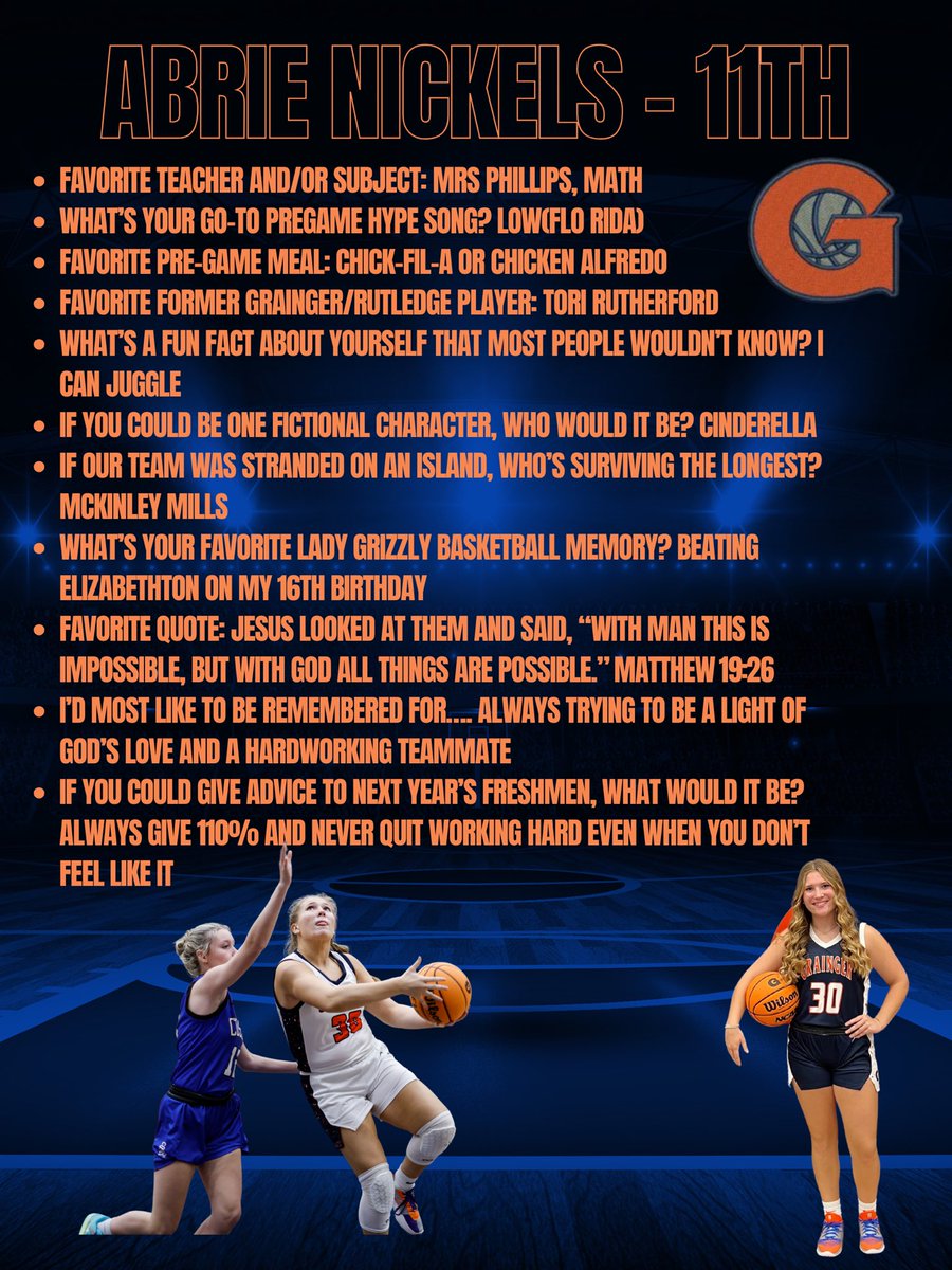 It’s 13 days until tip-off!! Today we spotlight junior <a href="/AbrieNickels/">Abrie Nickels</a>. All of her hardwork this off-season has certainly shown up this fall. No one has improved more than her. Looking for a big winter from her!