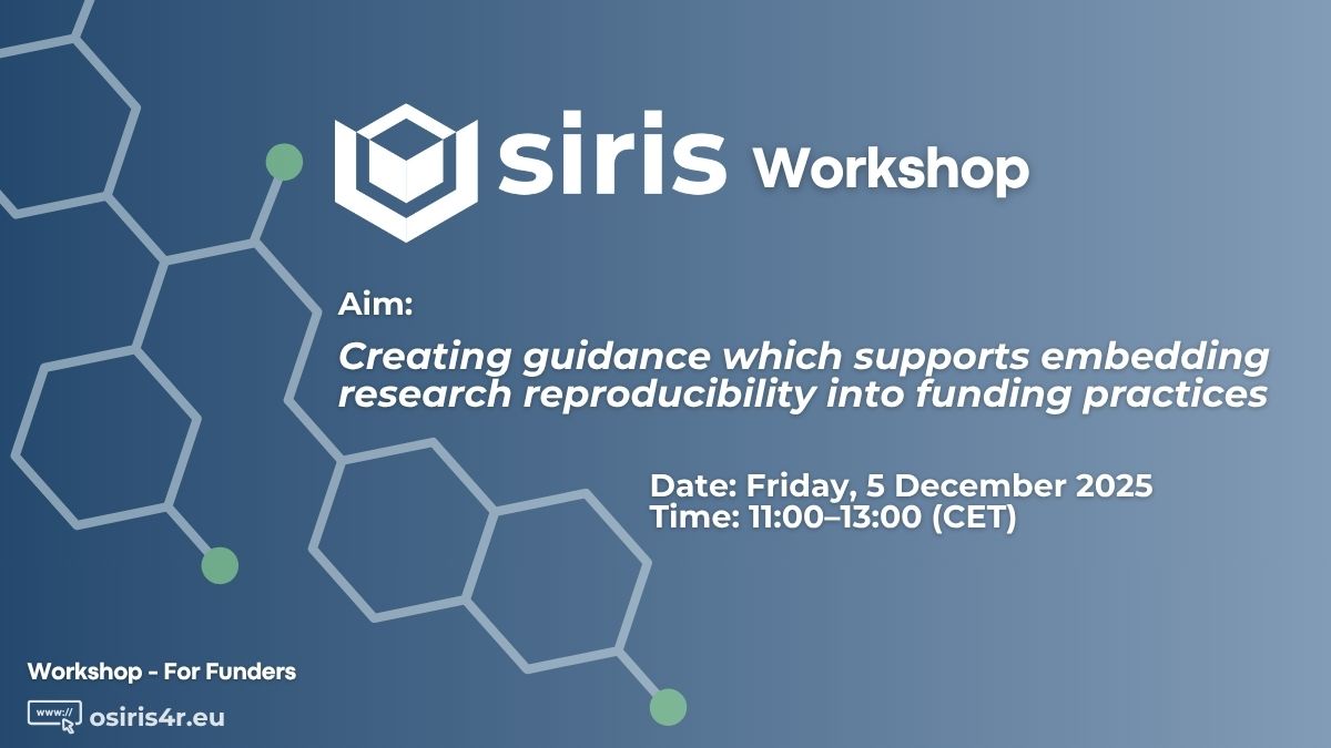 OSIRIS4r's tweet image. 🚨Next week: December 5

Funders - join the #OSIRIS co-creation #workshop
💡Focus: creating guidance which support embedding research reproducibility into funding practices  

➡️Contact S.Wouters@umcutrecht.nl to join. 

🔗osiris4r.eu/newsevents/osi…
#OpenScience #ResearchFunding