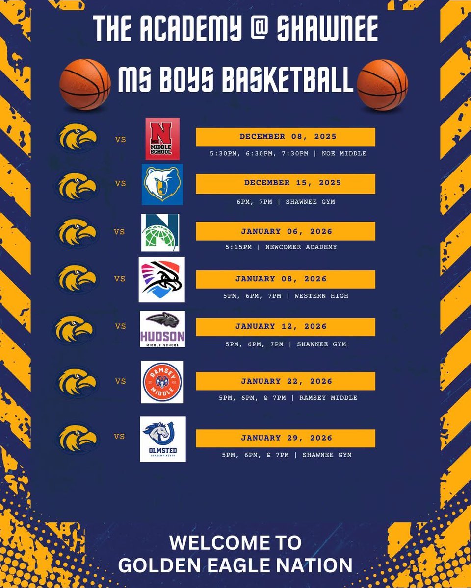 ShawneeAcademy's tweet photo. 🏀💙 It's BASKETBALL SEASON at The Academy @ Shawnee! 💛🔥

Our Middle School Boys Basketball Teams are ready to hit the court and represent with pride! We’ve got 6th Grade, JV, and Varsity teams all putting in the work — now we need YOU to come cheer them on! 🙌🎉 https://t.co/ThfFP33xc0