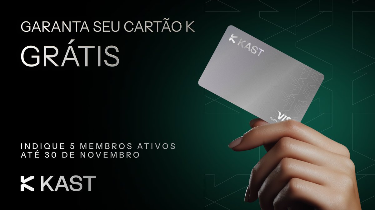KAST_Fillipe's tweet image. Campanha de Novembro da @KASTcard, exclusiva para os usuários BR! 🇧🇷 
Indique 5 usuários ativos e ganhe um K Card físico no valor de US$100 💳 

Segue o fio 🧵
