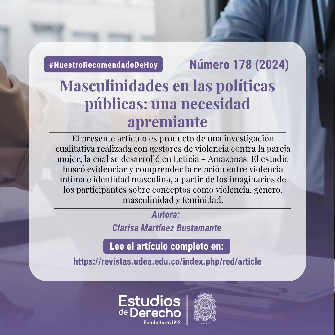 #RecomendadoDeHoy 
📌"Masculinidades en las políticas públicas: una necesidad apremiante" de Clarisa Martínez Bustamante. Núm. 178 (2024). Disponible en n9.cl/x1x3s