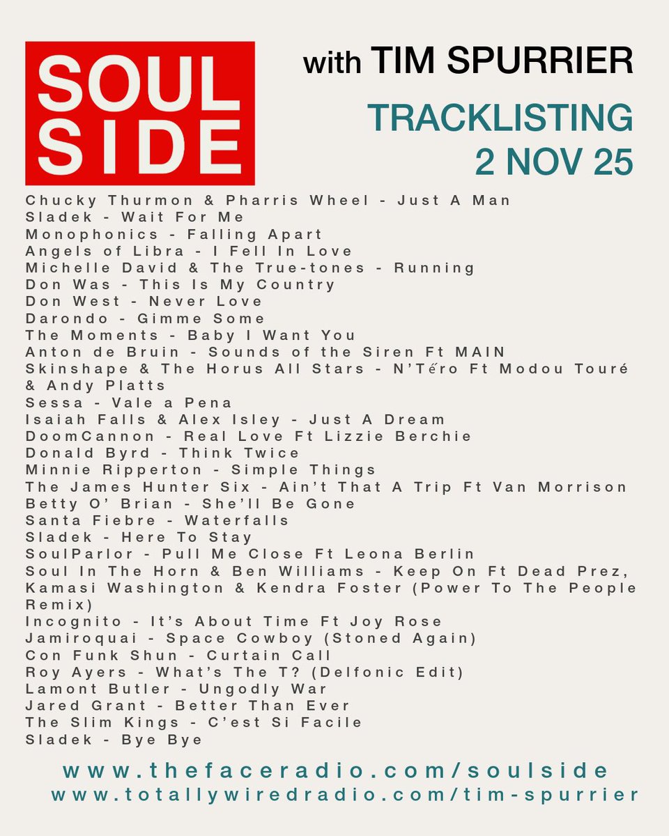 Tim takes a smooth stroll through the garden of soul. Fresh blooms of new music meet deep-rooted classics — funk, jazz, R&amp;B, and rare grooves all in full bloom. 🌿🎶

Listen now:
🔗 thefaceradio.com/soulside/
🔗 totallywiredradio.com/tim-spurrier/

#Soul #Funk #Jazz #RnB #NewMusic #Soulside