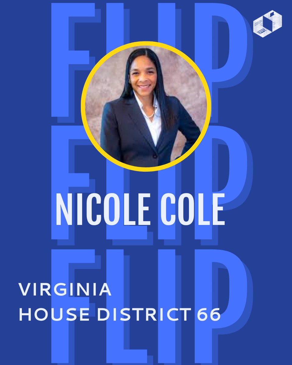 Tech4Campaigns's tweet image. 🚨Flip Alert! Congrats to Nicole Cole for securing the Virginia House of Delegates seat for District 66!