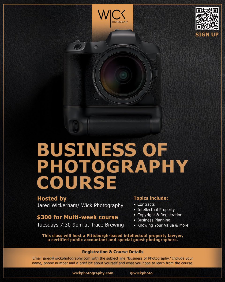 WickPhoto's tweet image. Introducing my ‘Business of Photography’ course being held @TraceBrewing!

To sign up,  email jared@wickphotography.com with your name and phone number with the subject line ‘Business of Photography’ for more details and payment information. 

Looking forward to it!