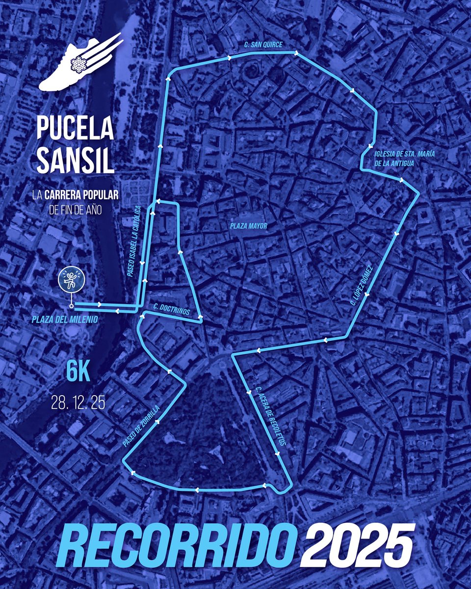 📍¡Ya tenemos el recorrido oficial de la Pucela Sansil!

Prepárate para disfrutar de cada kilómetro por las calles de Valladolid 🟣⚪

👟🔥 Inscripciones en pucelasansil.com