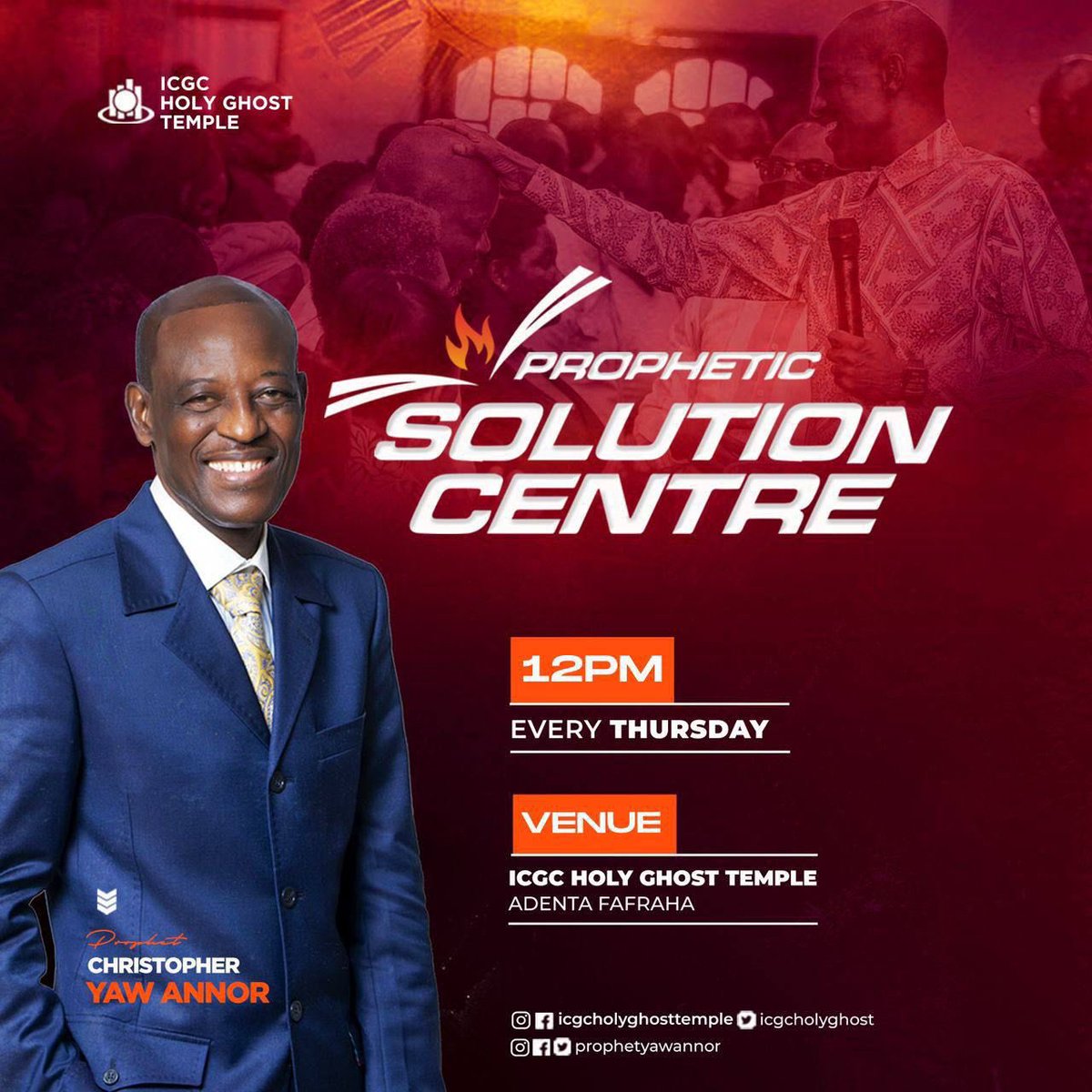 ICGCHolyGhost's tweet photo. Join us tomorrow at 12:00 noon for the Prophetic Solution Centre with @prophetyawannor 
Come, let us seek the face of God for solutions that only He can provide. 

#SolutionCentre https://t.co/pwnhzo0vf4