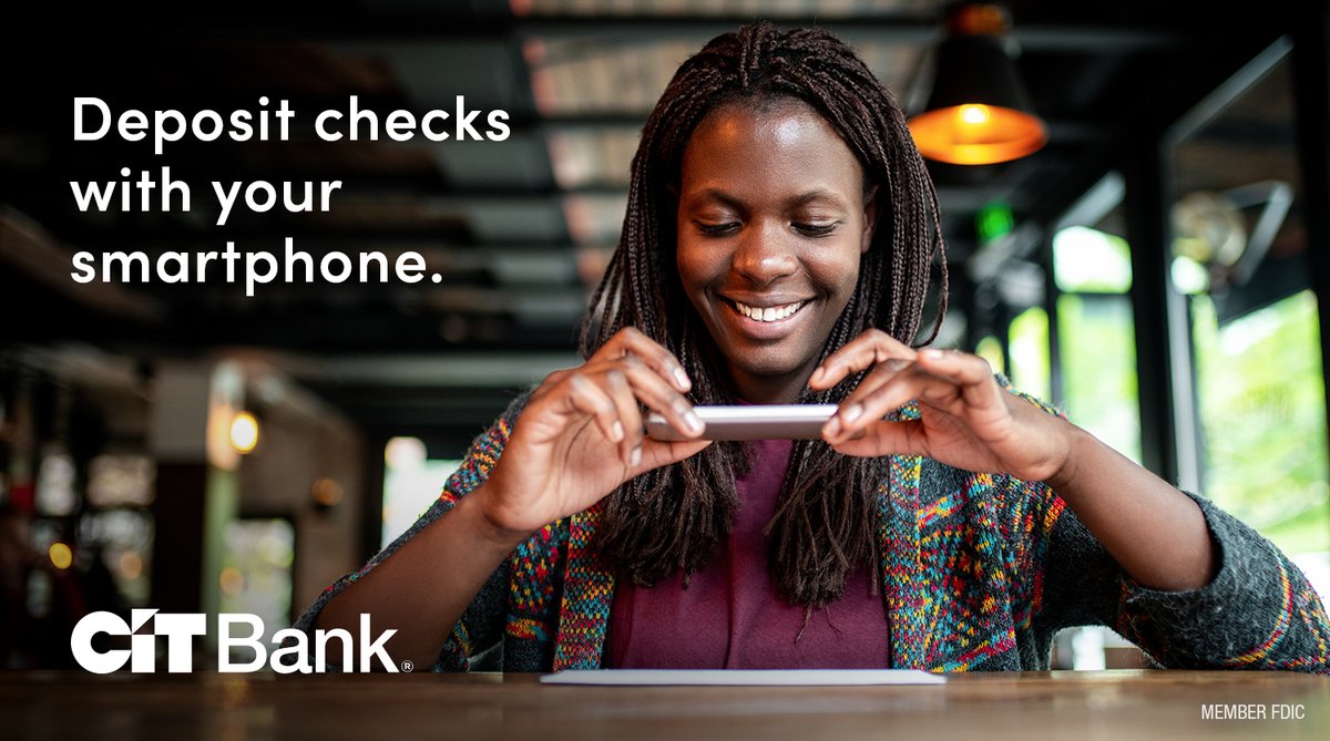 CITBank's tweet image. Paper check? No problem! With the CIT Bank mobile app, you can snap a photo of the front and back of the check with your smartphone and deposit that money directly into your account.