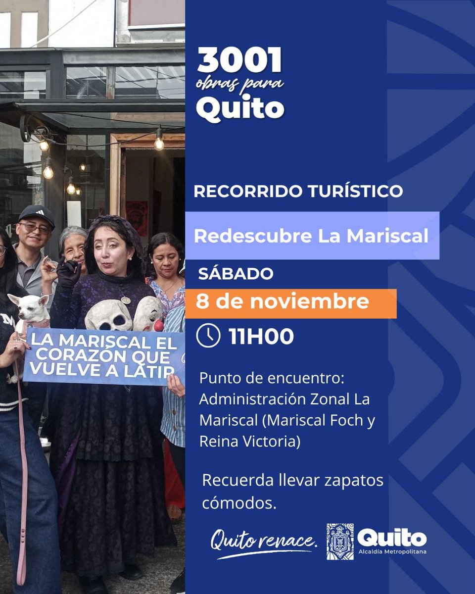 🚶‍♀️ #LaMariscalSeReactiva | ¿Sabías que La Mariscal es el segundo sector con más edificaciones patrimoniales en Quito?

Descubre este y otros secretos que guardan sus calles en un recorrido lleno de historia.

✅ Inscríbete aquí 👉 forms.gle/UNNt8vxrvL5sPi…

#QuitoRenace