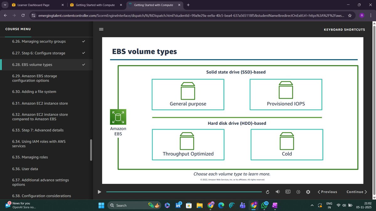 Rhythm1703's tweet photo. ✅ Day 30/100 – AWS Compute Journey
Today I focused on Amazon EBS while completing the AWS Educate Compute module.
🔹 EBS = Block storage for EC2
🔹 Types: gp, io, HDD options
🔹 Encryption &amp; delete-on-termination
🔹 Performance depends on volume type

 #AWS #AWSEducate #Cloud https://t.co/10fdfUL1wi