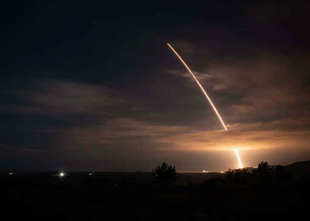 WorldConOSINT's tweet image. ‼️🇺🇸 - U.S. Air Force conducted a test launch of an Minuteman III ICBM from Vandenberg Space Force Base