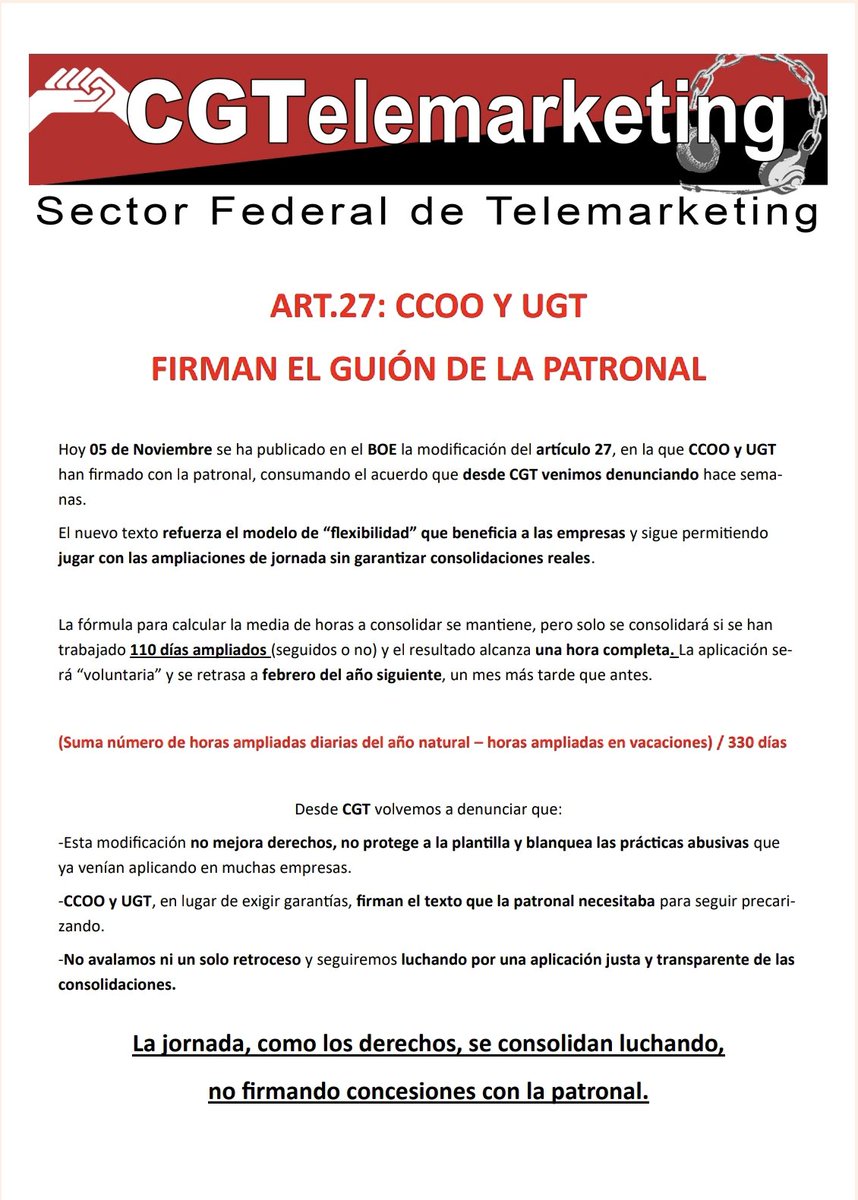 cgttelem's tweet photo. CONSOLIDAR DERECHOS, NO PRECARIEDAD. https://t.co/3ccDSLkRCC
