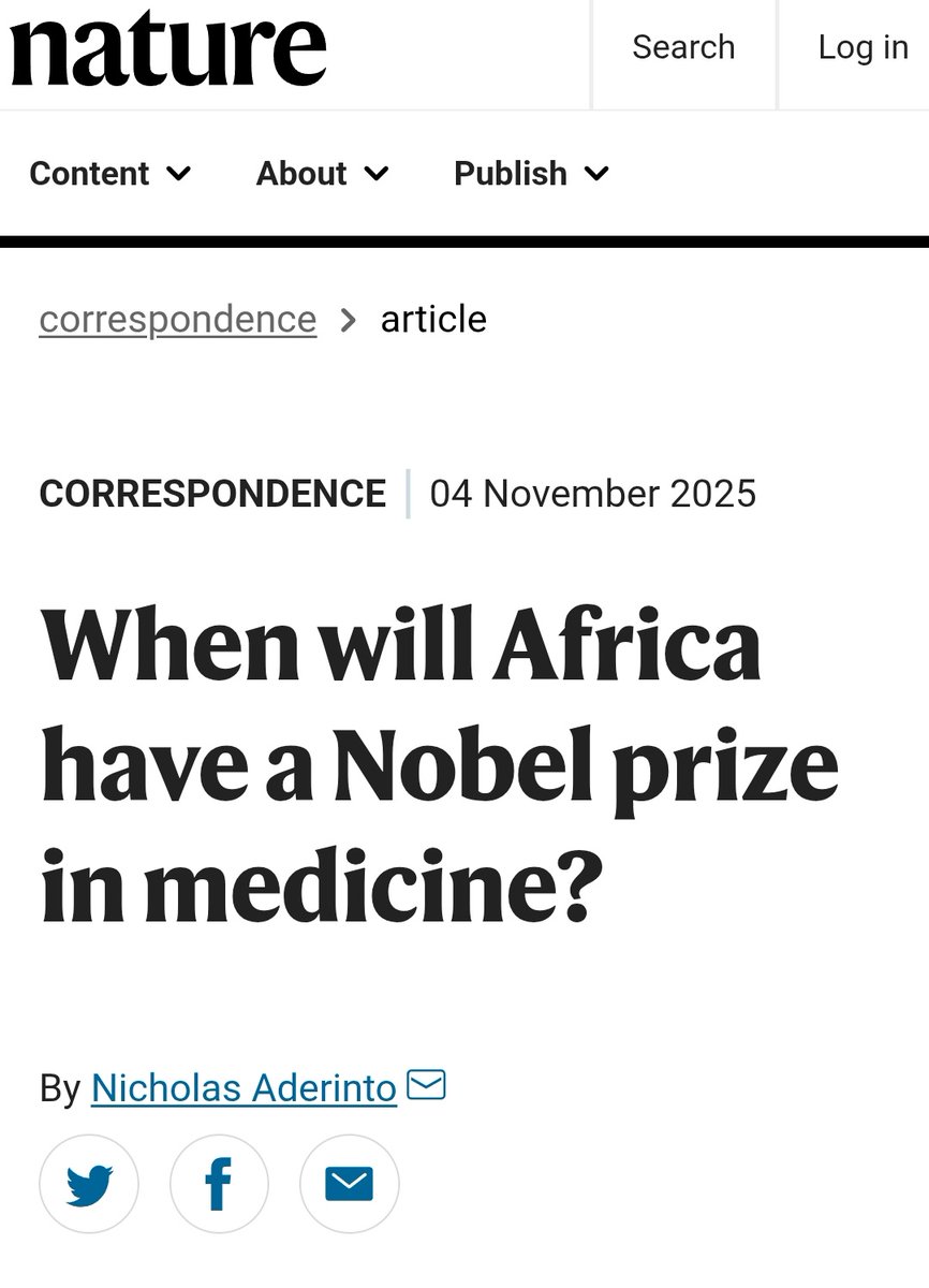 NicholasArete's tweet image. Why hasn’t Africa produced a Nobel in Medicine [research done in Africa] yet? I wrote on this in @Nature.