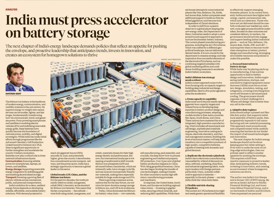 🔥India needs to fast-track Battery Storage mission🔋#BESS

A Must Read Article 📌