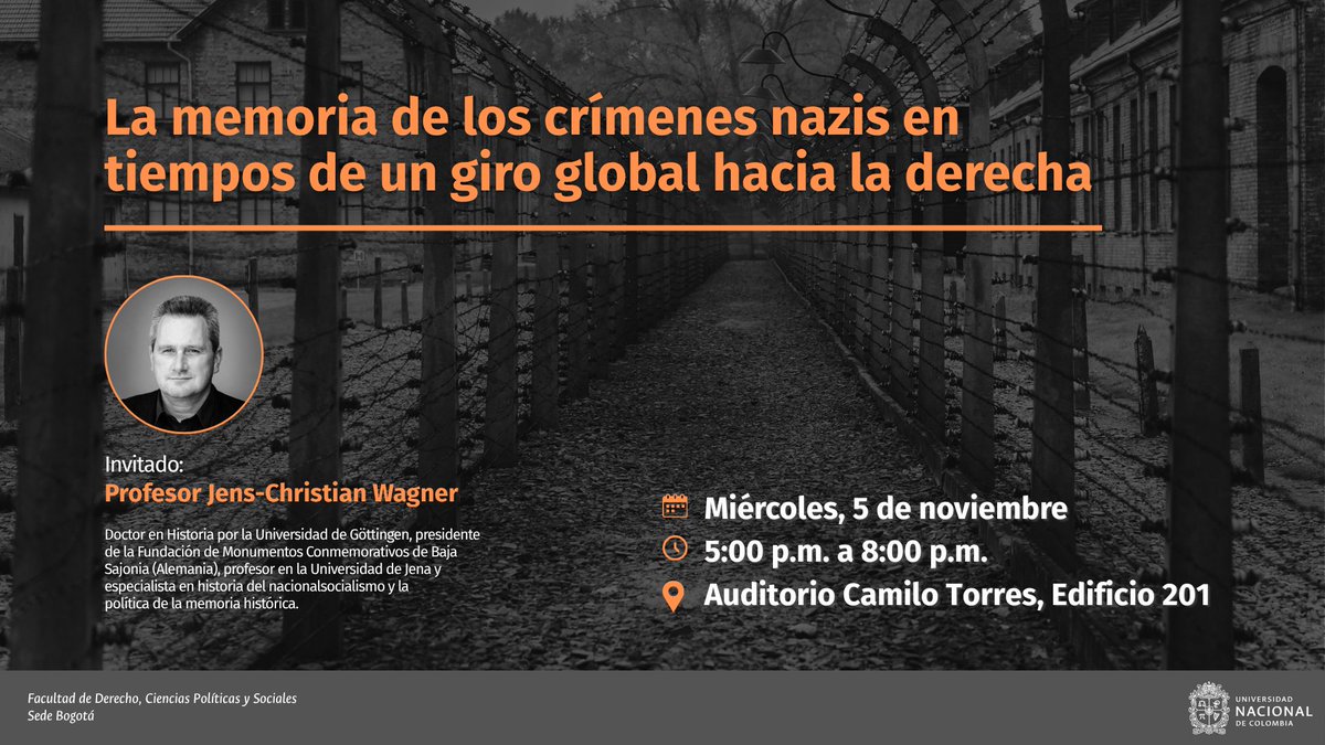 🕯️ Reflexiona sobre la memoria de los crímenes nazis y los retos del presente en tiempos de giro global hacia la derecha.

📅 5 de noviembre | 🕔 5:00 p.m. – 8:00 p.m.
📍 Auditorio Camilo Torres, Edificio 201

🎥 En vivo: youtube.com/live/-sm0p34Wt…

<a href="/polcrymed/">Polcrymed UNAL</a> <a href="/EstanisEscalant/">Estanislao Escalante</a>