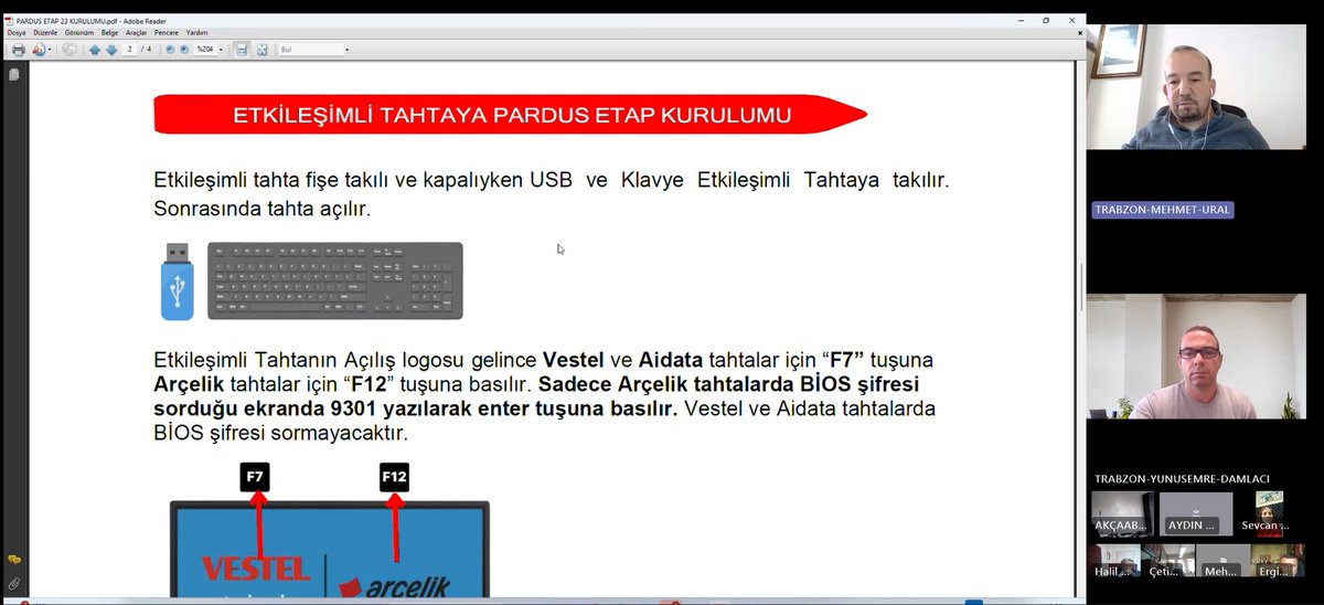 Trabzon İl Milli Eğitim Müdürlüğü YEĞİTEK Şubesi olarak ilimizdeki etkileşimli tahtaların Pardus ETAP 23 İşletim Sistemine Geçiş ve Yaygınlaştırma Çalışmaları kapsamında çevrim içi bilgilendirme toplantısı gerçekleştirdik.
<a href="/yedamlaci/">Yunus Emre DAMLACI</a> <a href="/mebyegitek/">Yenilik ve Eğitim Teknolojileri Genel Müdürlüğü</a> <a href="/hasan_uygun91/">hasan uygun</a> <a href="/Trabzon_MEM/">Trabzon İl Milli Eğitim Müdürlüğü</a>