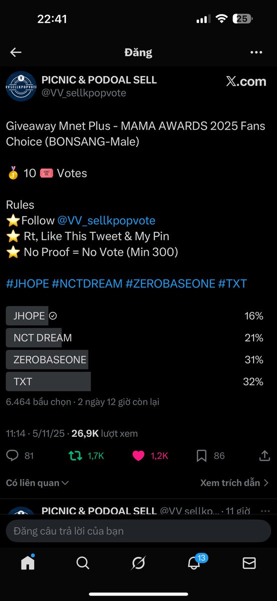 tminhhhhhh's tweet photo. @VV_sellkpopvote Done for #jin thank you https://t.co/fE5FbcRgnu
