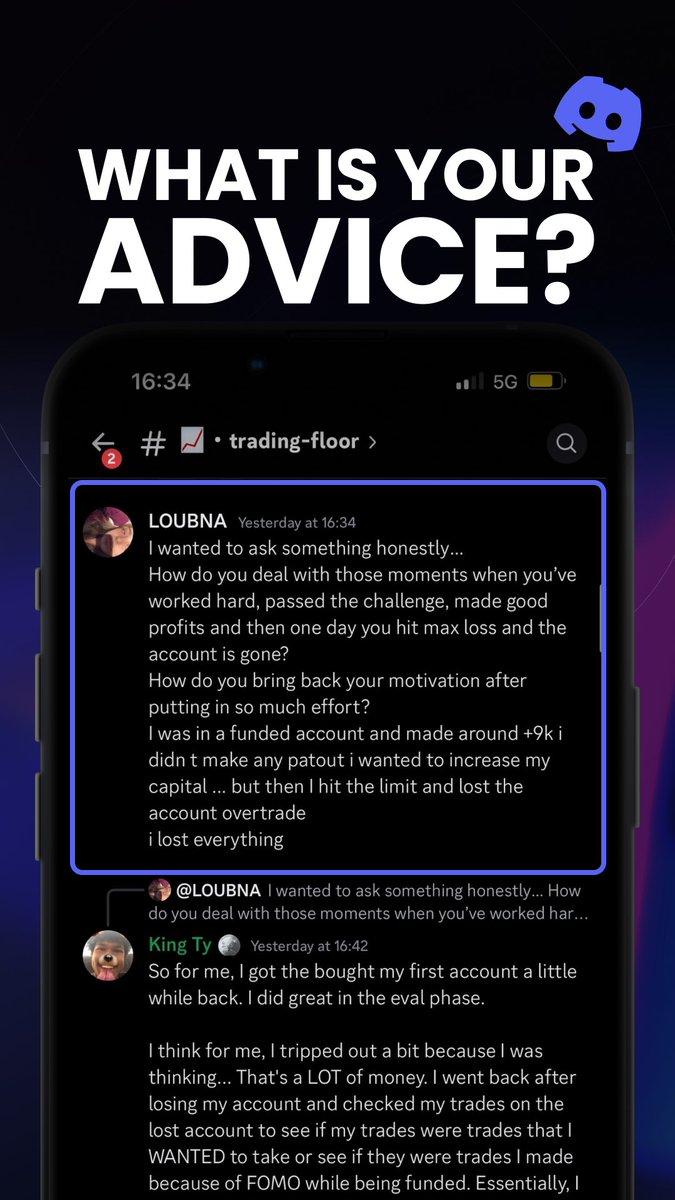 What would you say to this trader? 🤔

Join <a href="/E8Markets/">E8 Markets</a> discord server, a community that supports traders on their journey! 🤝

discord.gg/e8markets