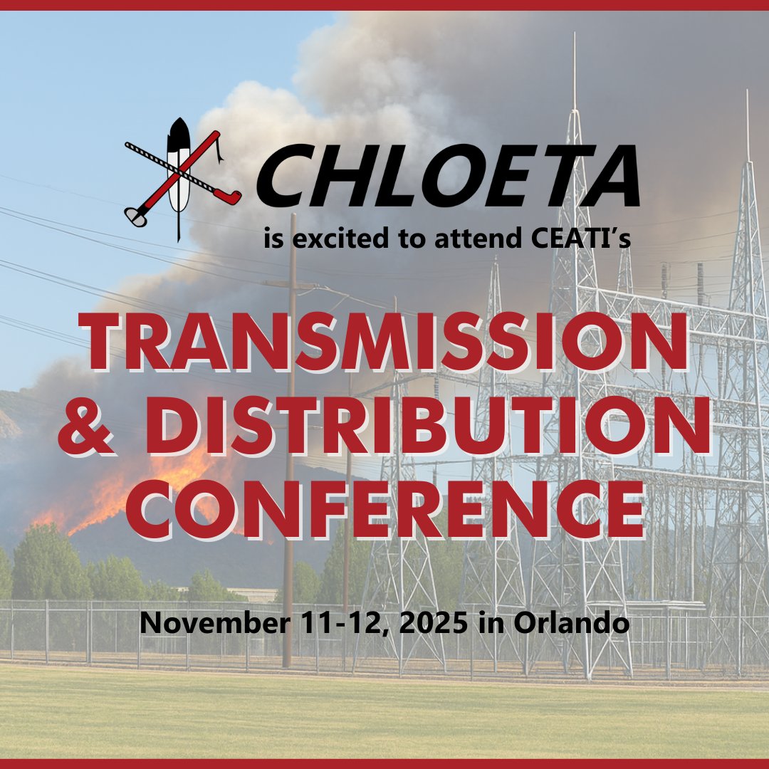 teamchloeta's tweet image. #TeamChloeta is heading to the Transmission &amp;amp; Distribution Conference: Electrification and Enabling a Carbon Free Future on Nov 11–12! We are looking forward to connecting utility leaders to explore new innovations.

#Utilities #WildfireMitigation #WorkThatMatters