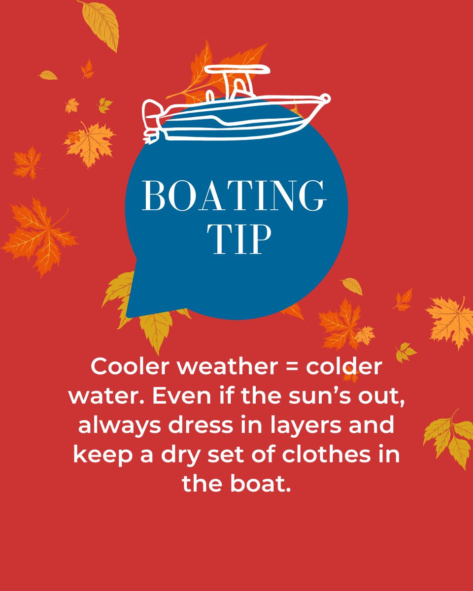 PharoMarineInc's tweet image. Cooler weather = colder water. Even on sunny days, dress in layers and keep a dry set of clothes on the boat.🌊🧥

The secret to enjoying fall boating? Always be prepared.

#PharoMarine #FallBoating #BoatingTips #LakeLifeWI #SmartBoater