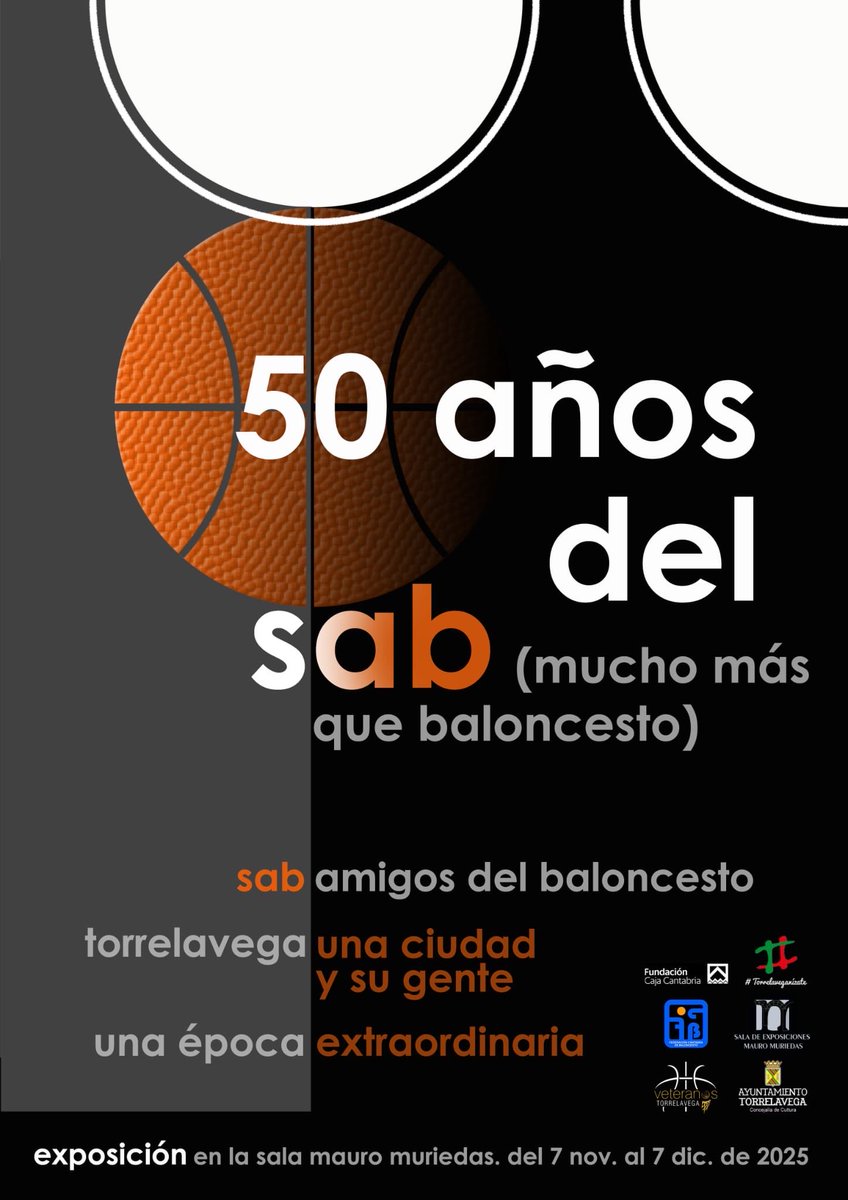 Viernes 7, de 19 a 20:30, inauguración "Expo 50 años Sab" en la sala Mauro Muriedas de Torrelavega.
🏀🏀🏀
<a href="/aytotorrelavega/">Ayuntamiento de Torrelavega</a> 
<a href="/casyc/">Fundación Caja Cantabria</a> 
<a href="/fcantabra/">F.CántabraBaloncesto</a>