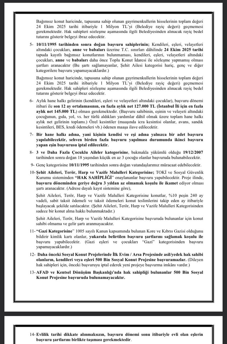TOKİ başvuruları 5 gün sonra başlıyor ve 19 Aralık tarihinde sona eriyor. Yetkili banka şubelerinden veya e-devlet sistemi üzerinden başvuru gerçekleştirilebiliyor. E-devlet üzerinden son başvuru tarihi 18 Aralık. Başvurmayı düşünen şartları merak eden varsa görselleri ekliyorum.