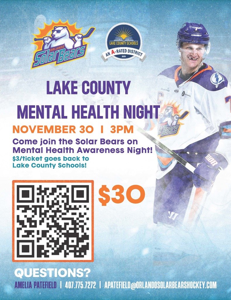 Join us at the Solar Bears Game! $3 from every ticket goes to support Lake County Schools!  Buy your ticket here: gofevo.com/event/Mentalhe…