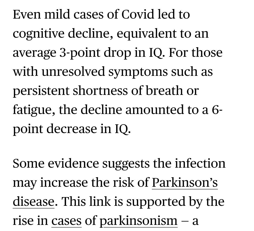 JamesThrot's tweet image. 100% Correct

Each SARS-CoV-2 infection is linked to measurable cognitive decline (roughly 3 IQ points per infection on average).

Many of you are on infection #5+

Continue catching COVID 1–2x a year and soon you won’t even be able to type what you want ChatGPT to help you with.