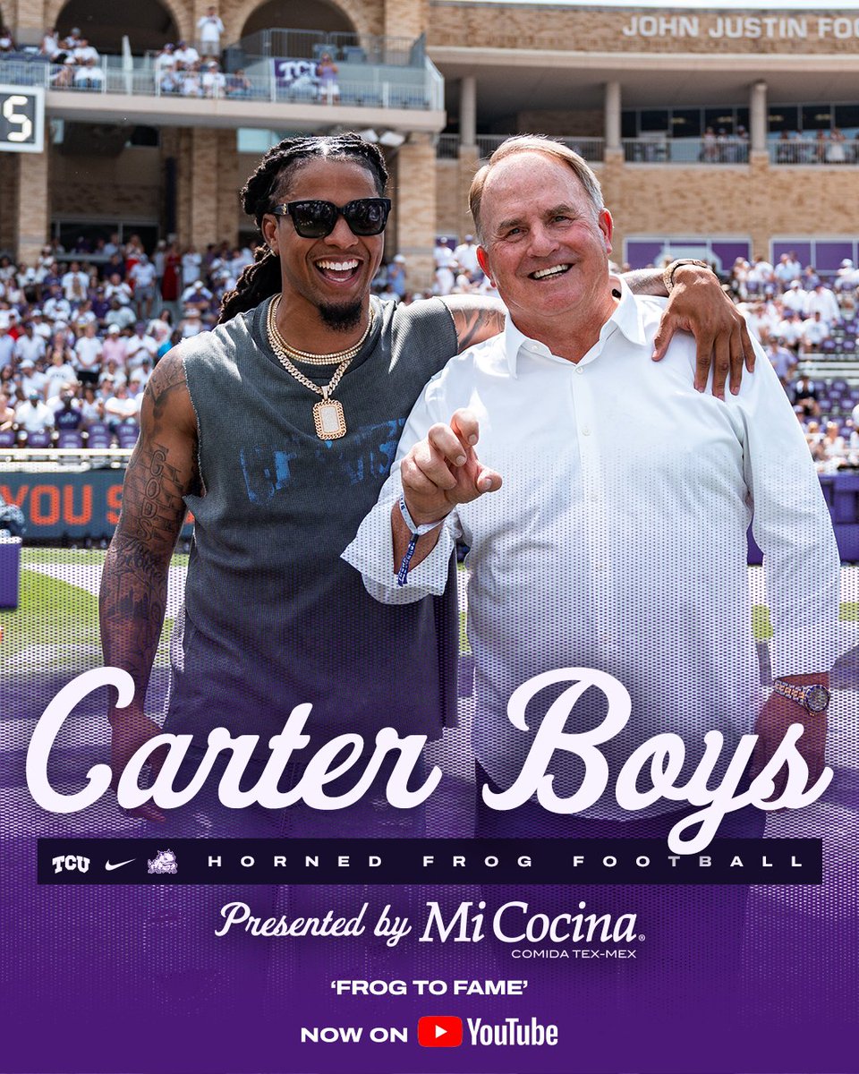 TCUFootball's tweet photo. Earlier this fall, Jason Verrett &amp; Gary Patterson joined exclusive company in the 𝗧𝗖𝗨 𝗕𝗹𝗼𝗰𝗸 𝗧 𝗛𝗮𝗹𝗹 𝗼𝗳 𝗙𝗮𝗺𝗲. Take an inside look at what the moment meant.

𝘾𝙖𝙧𝙩𝙚𝙧 𝘽𝙤𝙮𝙨: 𝙁𝙧𝙤𝙜 𝙩𝙤 𝙁𝙖𝙢𝙚 is LIVE on YouTube!

📺 https://t.co/U79rmULW9k https://t.co/53qsj1ihIh