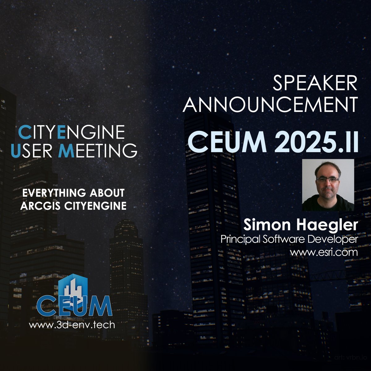 vrbnio's tweet photo. We're excited to announce our speaker Simon Haegler! 🌆 🚀
https://t.co/uJFyWRg0je

We're looking forward to being inspired! 🥳

@CityEngine @TaishaRiccara @dtarolli @procedural
#ceum2025 #cityengine #procedural #3dcity #esri #gis #3d #architecture #city https://t.co/0yR1trAReW